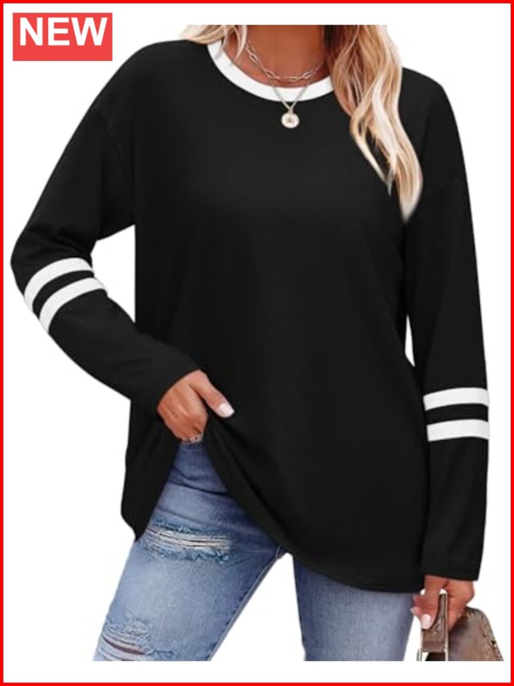 Long Sleeve Crew Neck T-Shirt Polyester Rayon Spandex Casual Fall Top